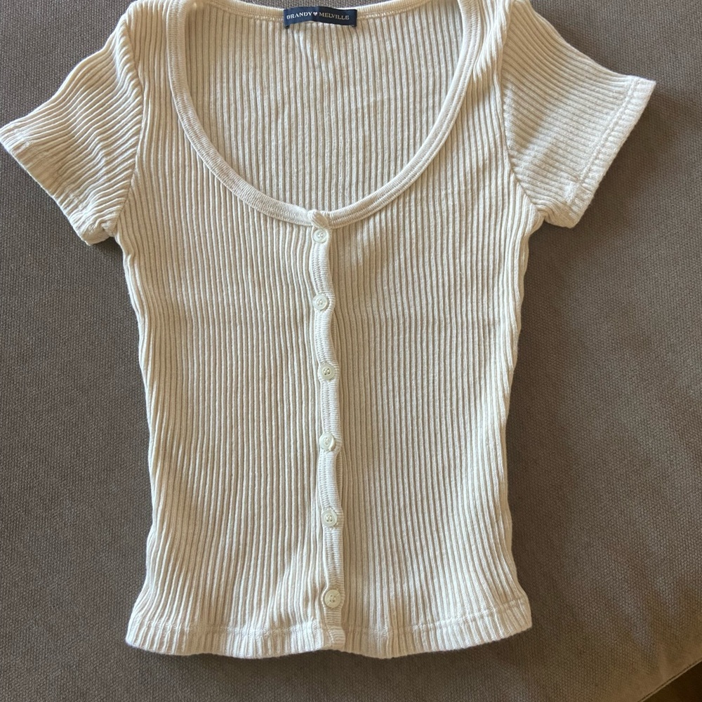 Brandy Melville Cream Ribbed Top